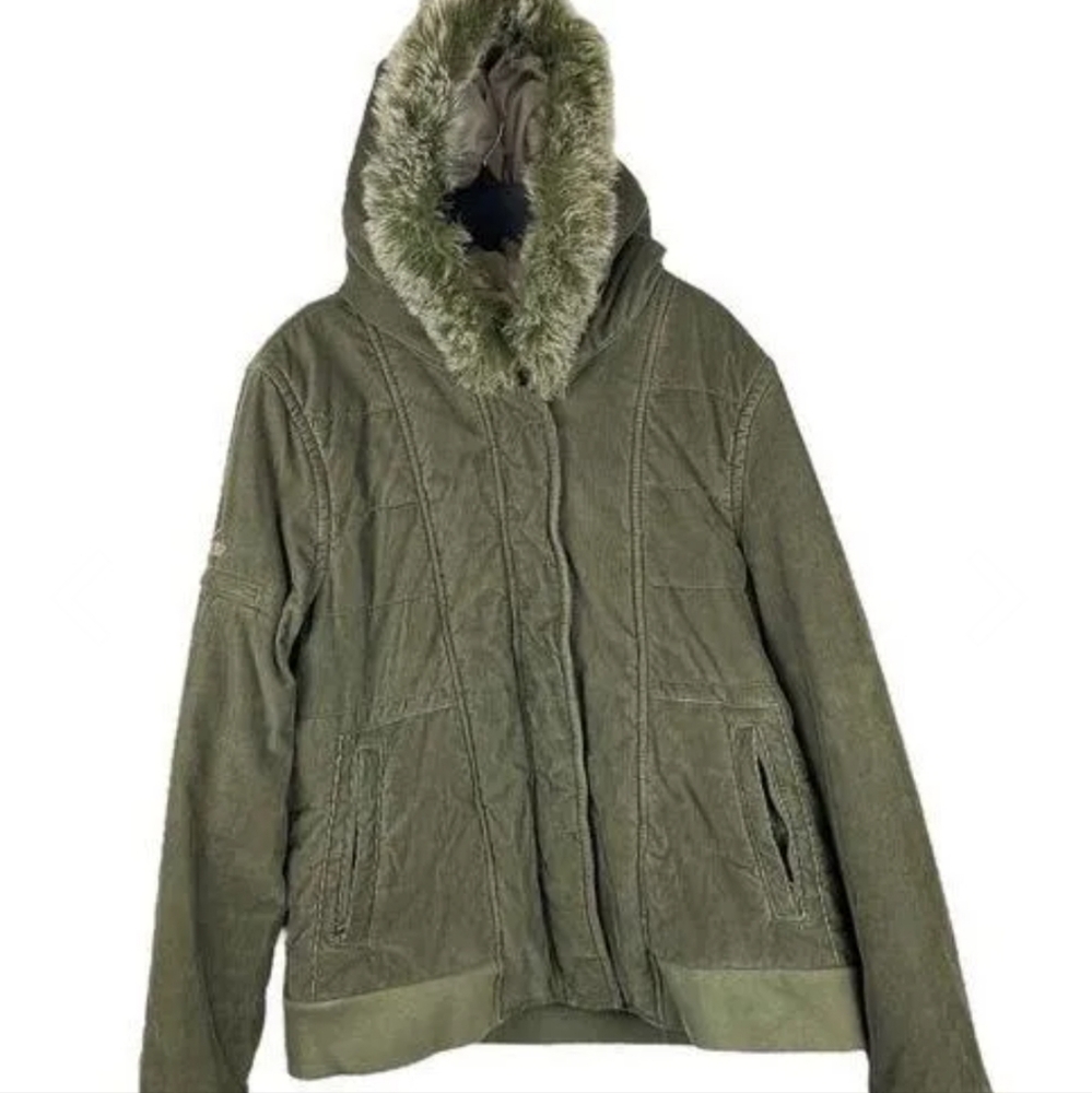 Vans Olive Green Corduroy Hooded Jacket Coat